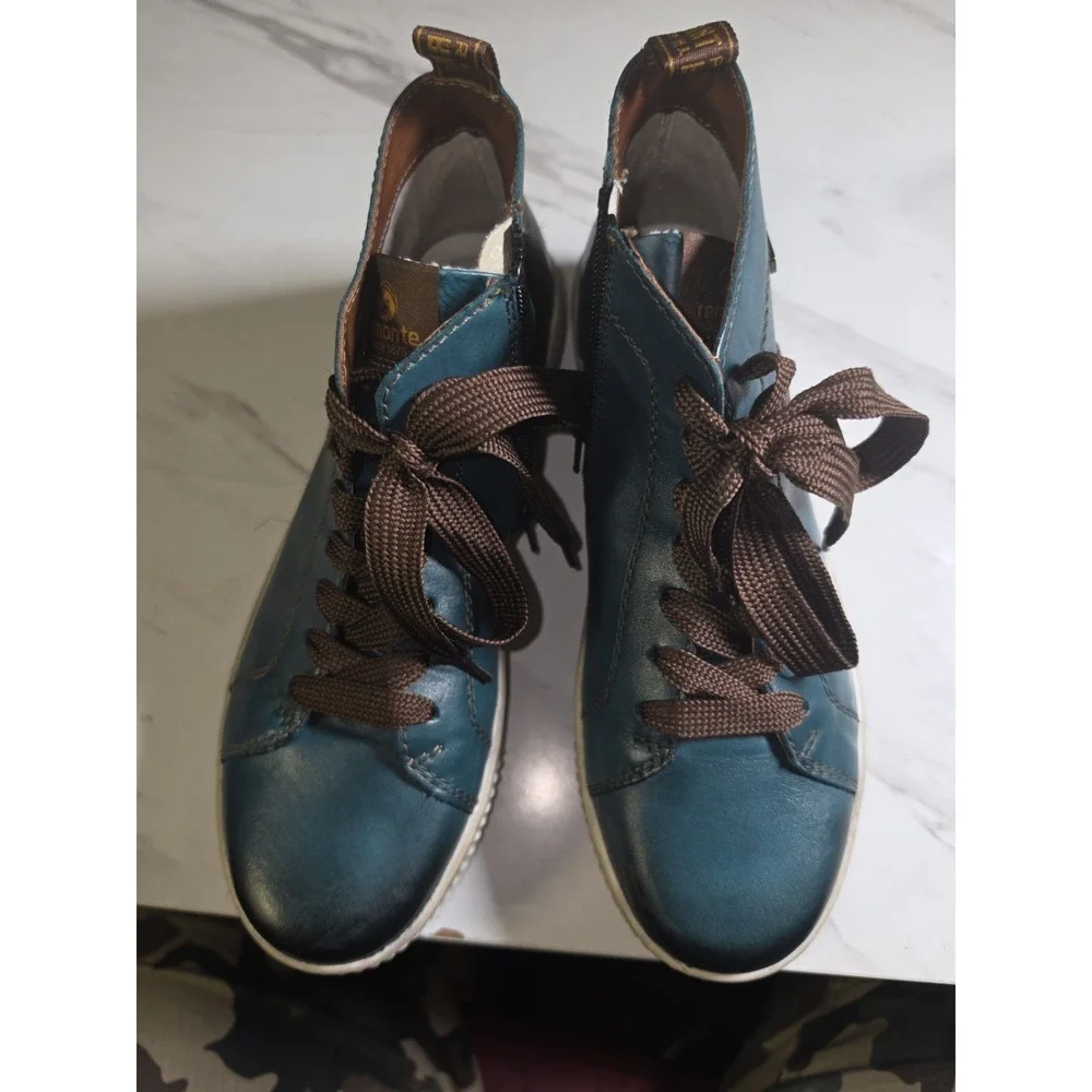 Remonte Women's Forest Green Leather Water-Resistant Side Zip Sneakers 8.5‎